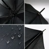 Black straight-handled golf umbrellas for export are in stock and available for wholesale. The size is 70 cm and 27 inches. The umbrella surface can be printed with logos Application Scenario